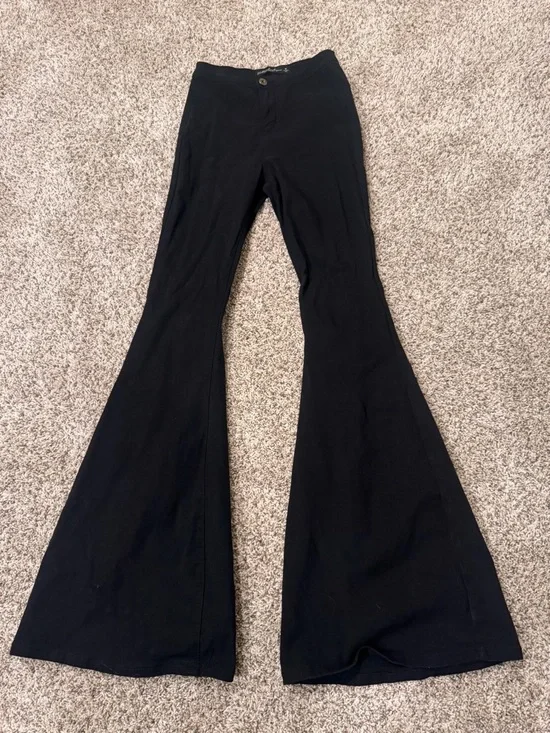Black Women's Boot Cut Flare Pants - Picture 1 of 5
